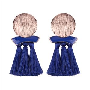 Blue Stunning Decal Drop Earrings Blue Royalty
